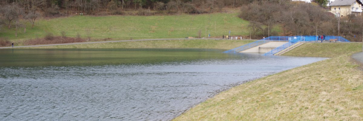 Foto eines Hochwasserrückhaltebeckens