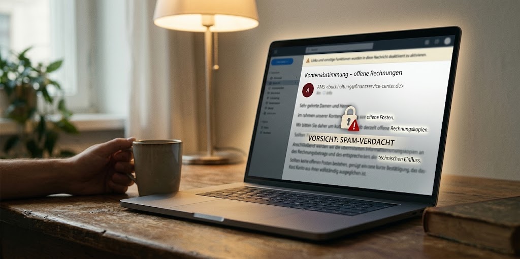 Teaserbild Laptop mit Spammail Teaserbild Laptop