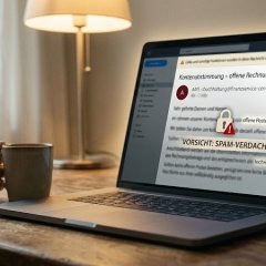 Teaserbild Laptop mit Spammail Teaserbild Laptop mit Spammail